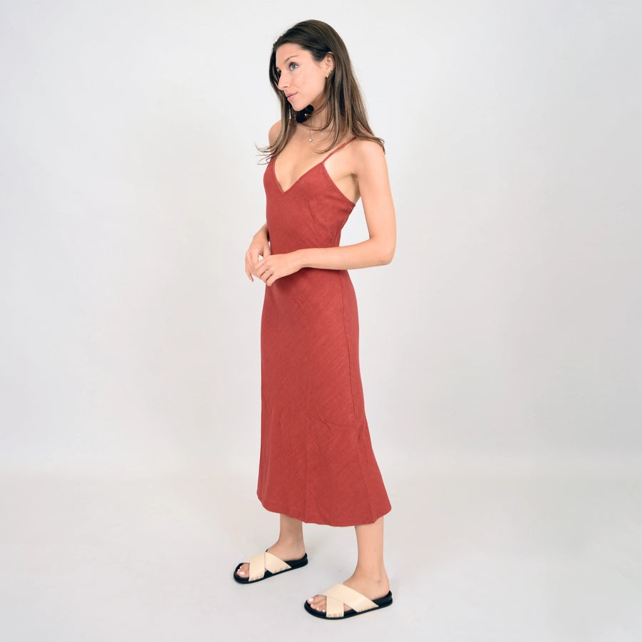 Linen Blend Thin Strap Midi Dress