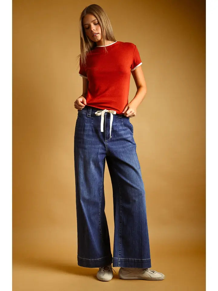 Sally Dark Wash Tie Front Denim