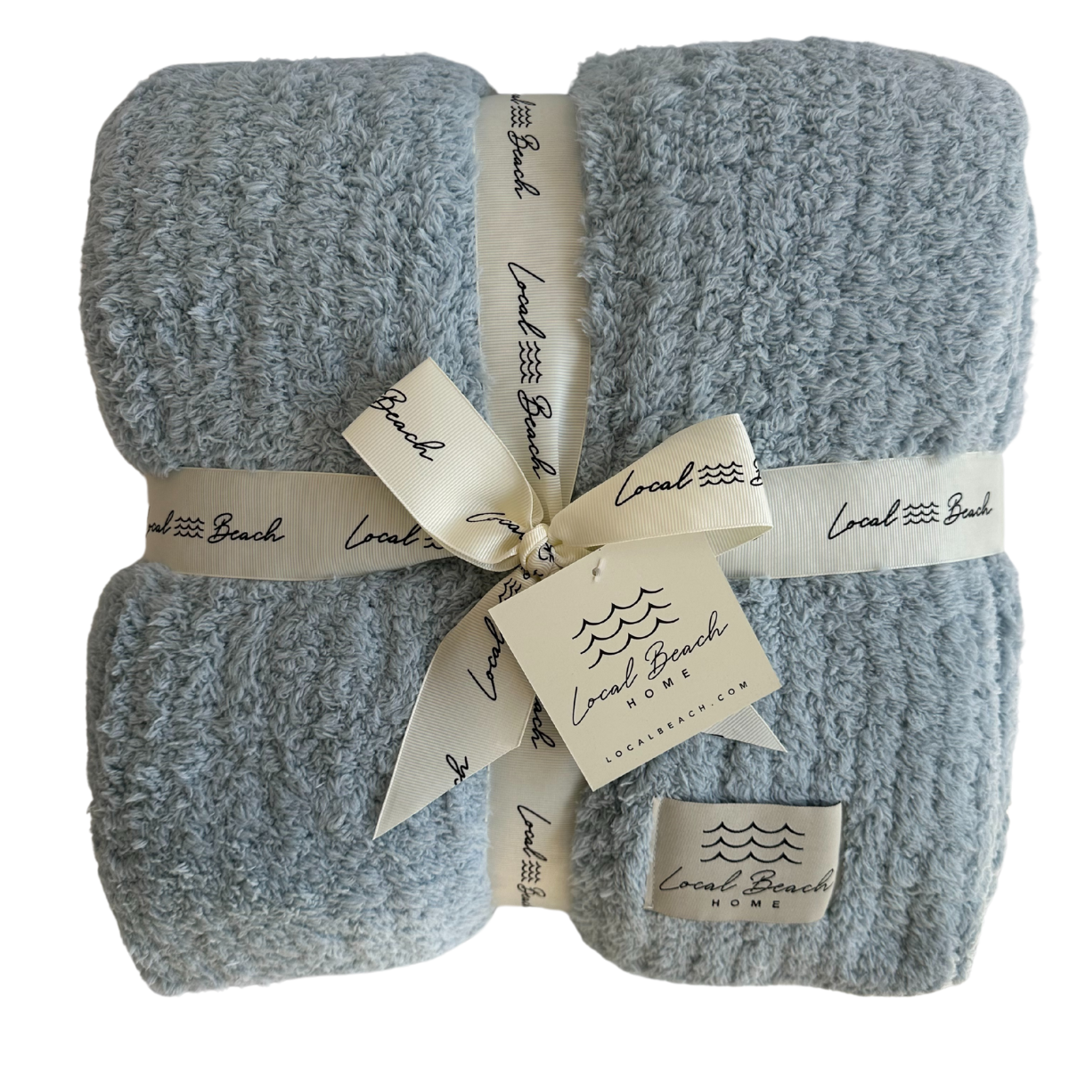 Solid Ribbed Luxe Home Cozy Blanket: Blue