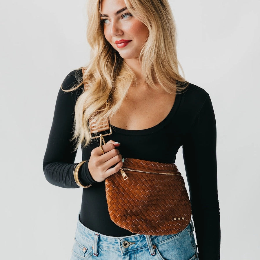 Westlyn Woven Brown Crossbody Bag