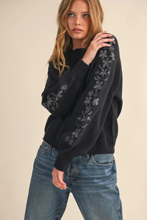 Anne Marie Floral Embroidery Pullover Sweater