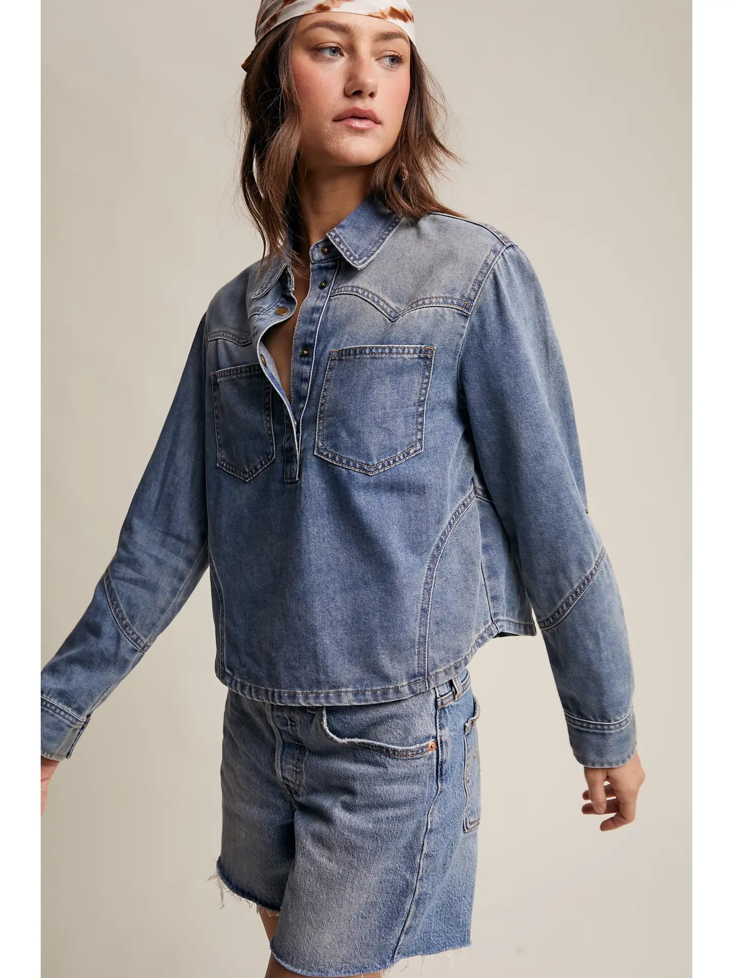 Beca Western Denim Pullover Shirt