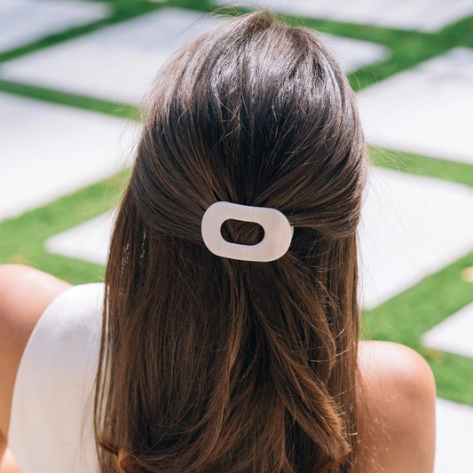 Almond Beige Tiny Flat Round Clip