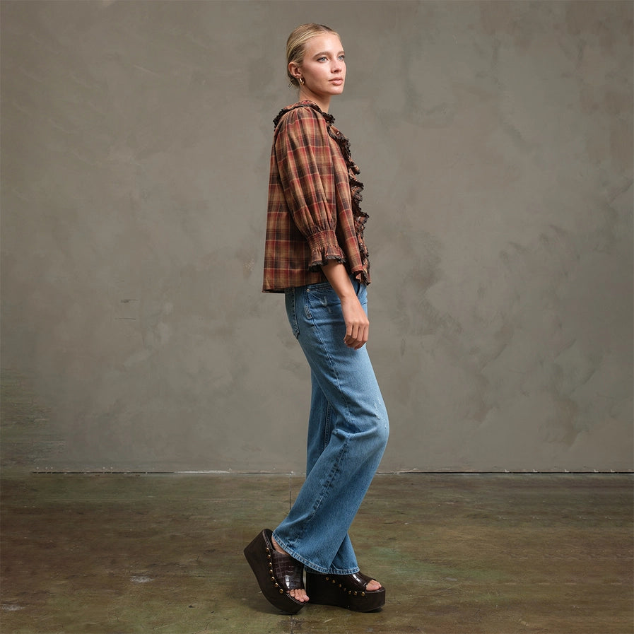 Lana Ruffle Plaid Blouse