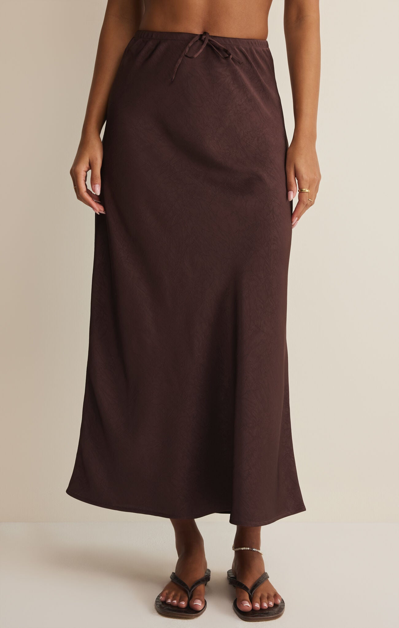 Viva Satin Skirt/Chocolate Brown
