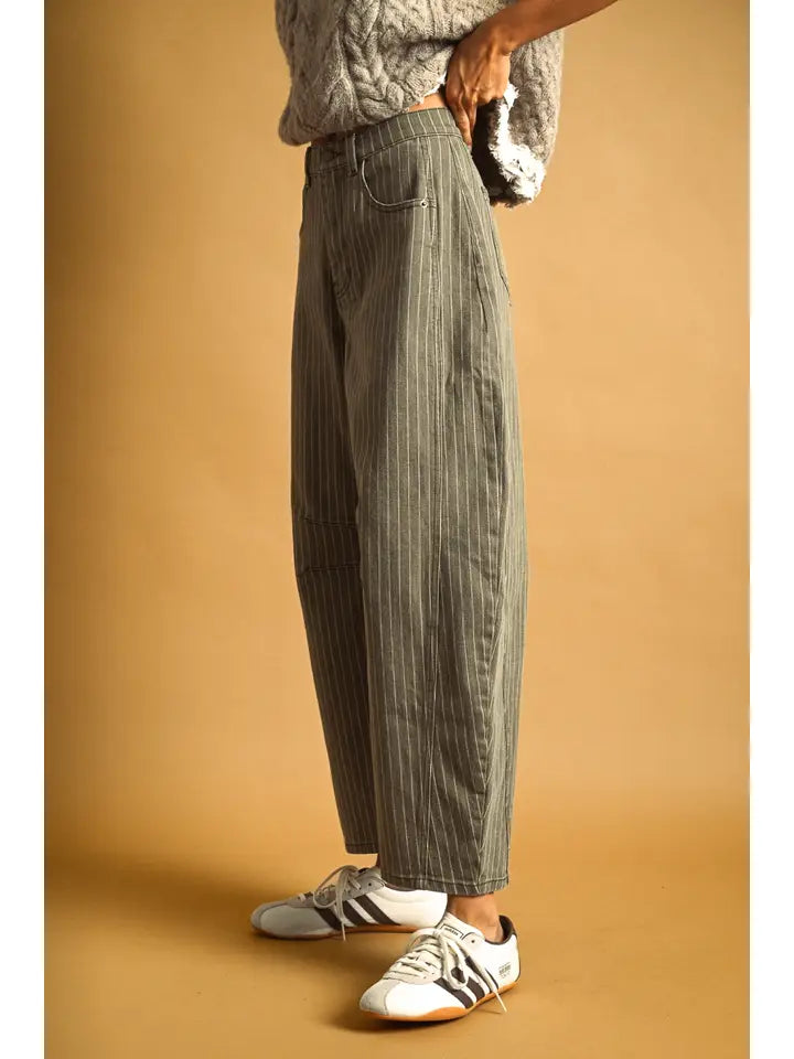 Piper Pinstriped Barrel Pants