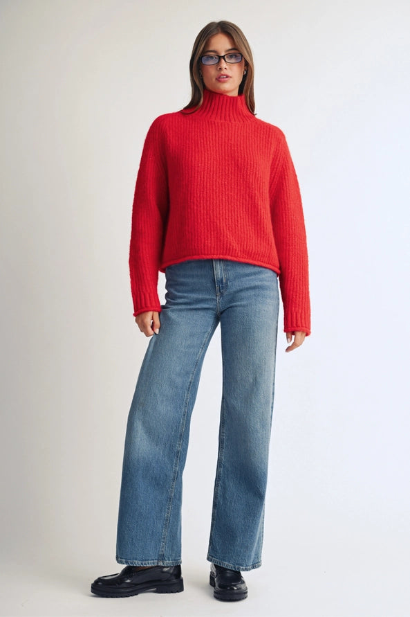 Charlie Soft brushed mockneck red