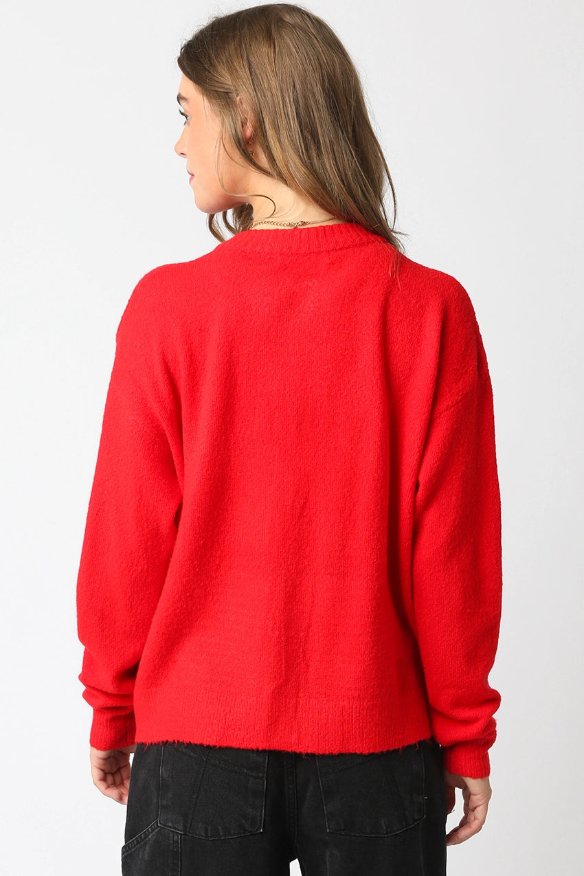 Jillian Oversized Knit Cardigan/Red