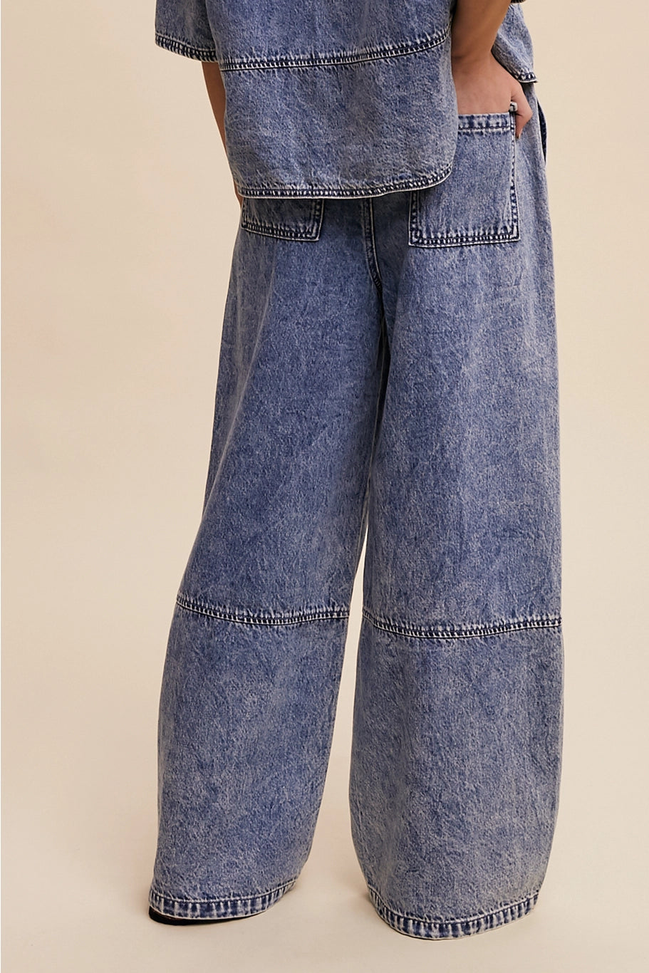 Clara Wide Leg Denim Drawstring Pants
