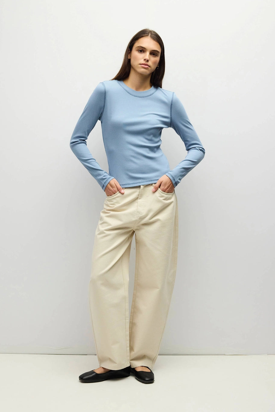 Sophie Long Sleeve Crew Neck Top/Blue