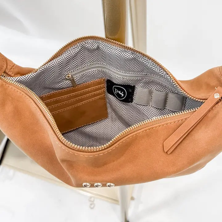 Suede Crossbody Handbag/Tan