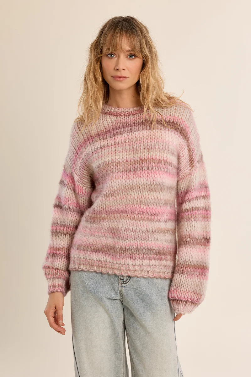 Gracie Tie Dye Knit Pink Sweater