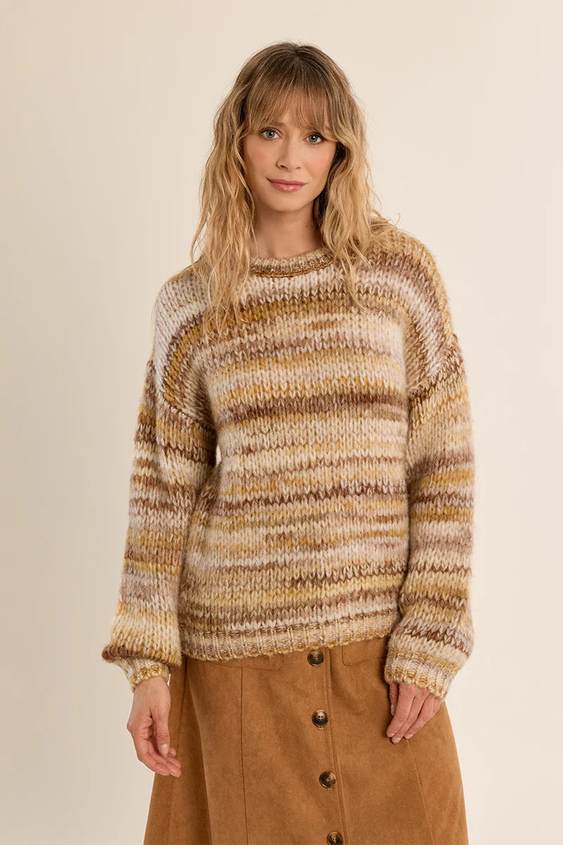 Gracie Tie Dye Knit/Camel