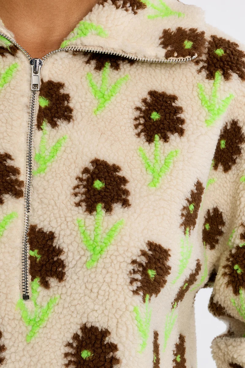 Lizbet Floral Fleece Half Zip Pullover