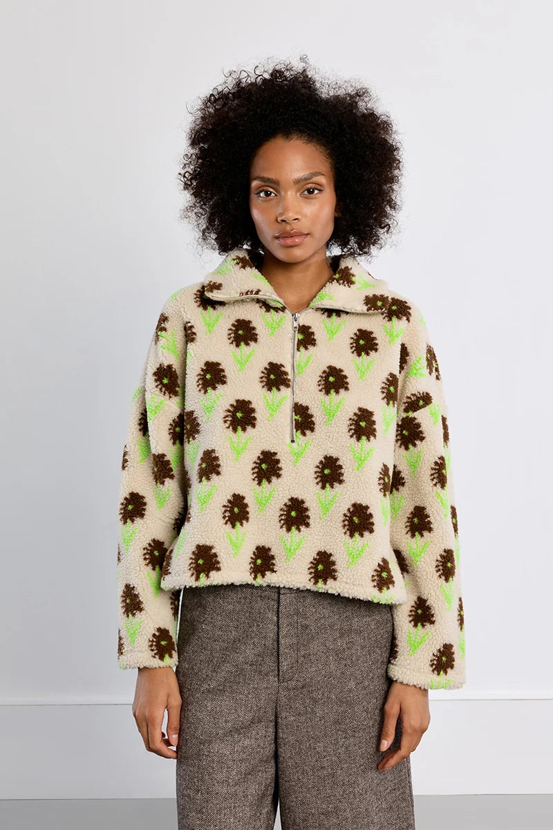 Lizbet Floral Fleece Half Zip Pullover