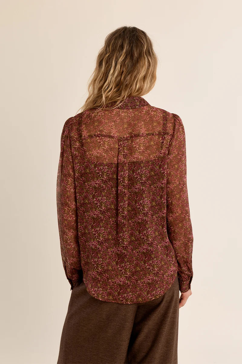 Beatrice Semi Sheer Button Down Top