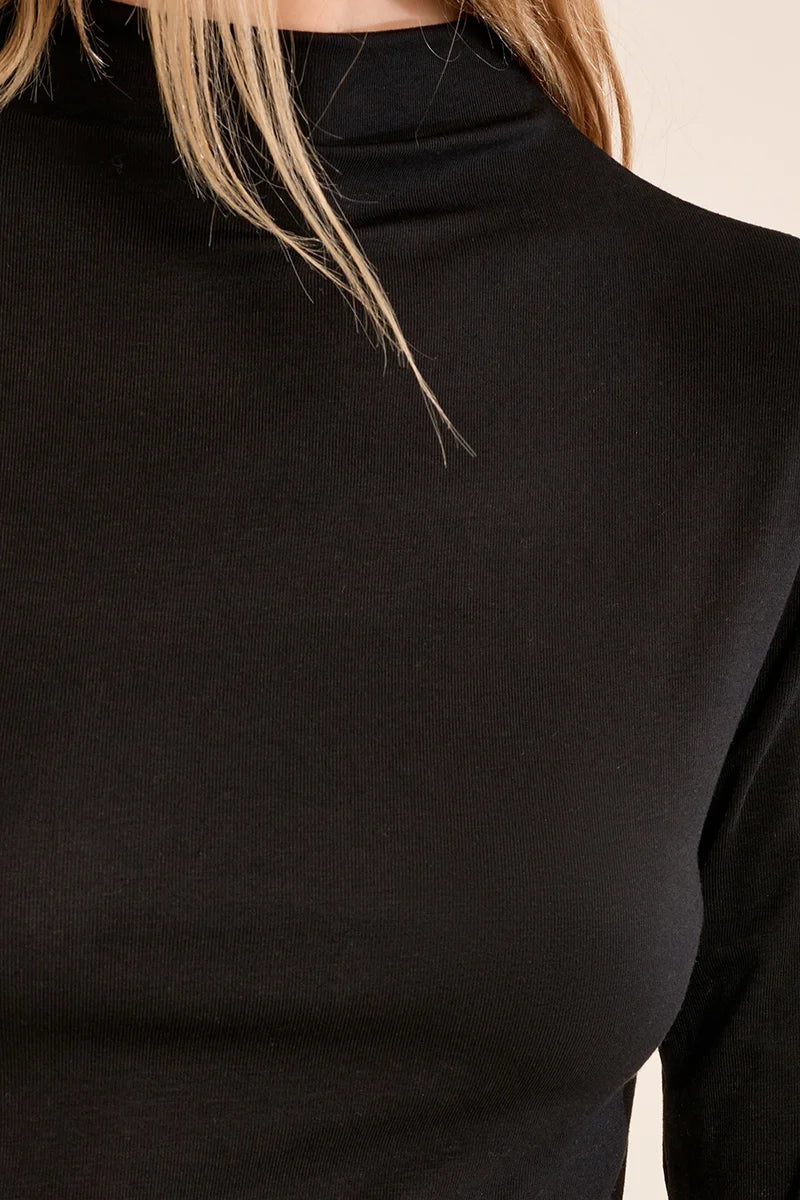 Abbey Mock Neck Long Sleeve Top/Black