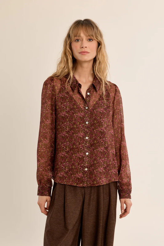 Beatrice Semi Sheer Button Down Top