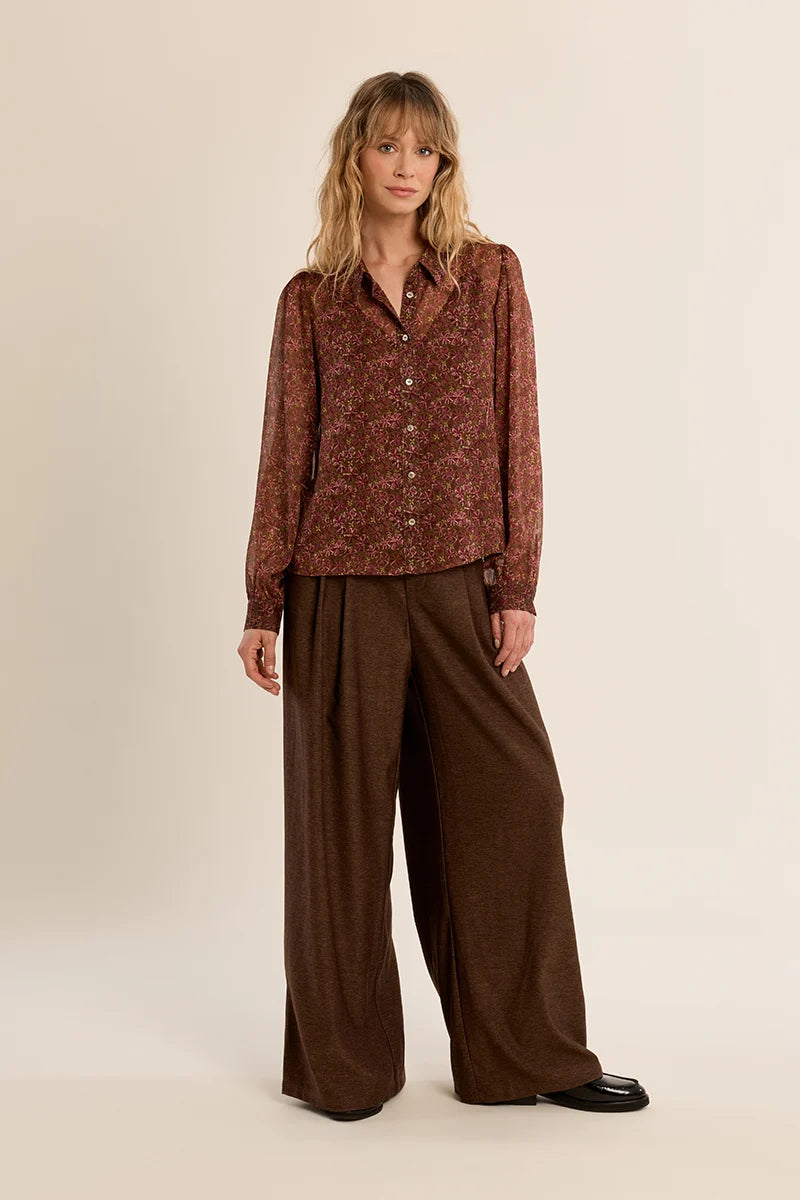 Beatrice Semi Sheer Button Down Top