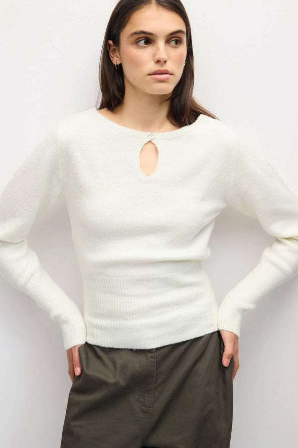 Ayesha Ivory Sweater Knit w/ Keyhole