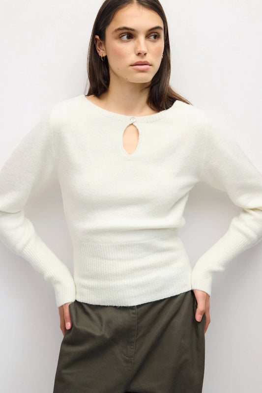 Ayesha Ivory Sweater Knit w/ Keyhole