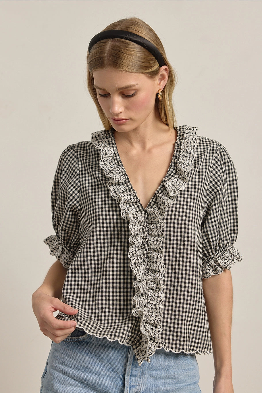 Sayler Gingham Ruffle top