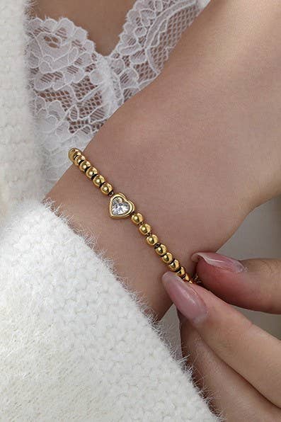 Rhinestone Heart Stretch Bracelet