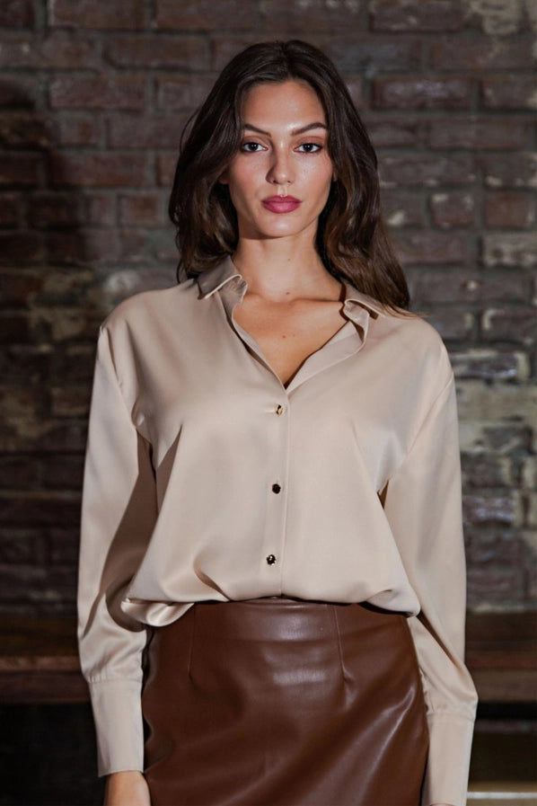 Catherine Satin Collared Shirt