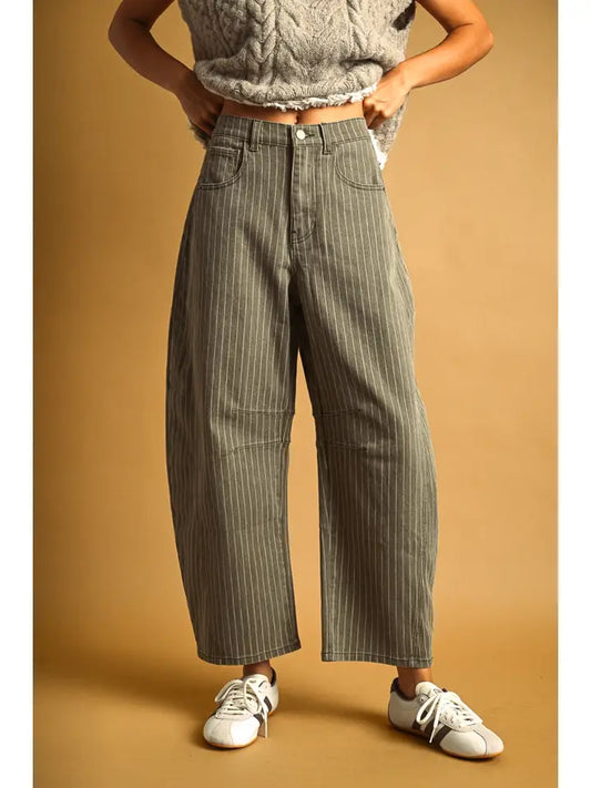 Piper Pinstriped Barrel Pants