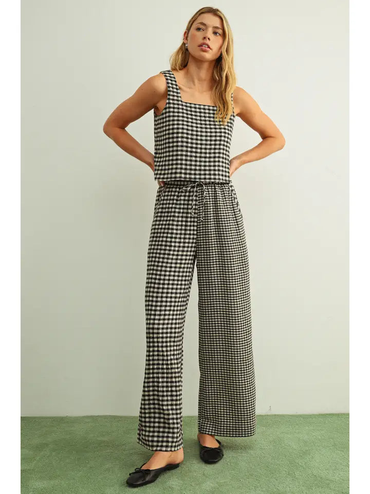 Kenzie Mixed Gingham Straight Leg Pant
