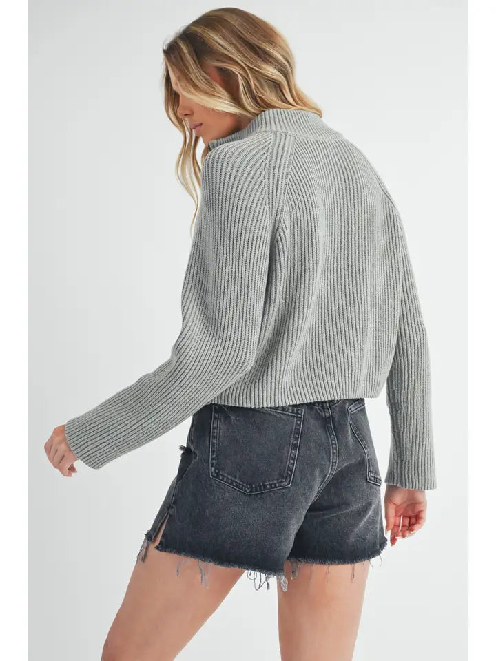 Debbie half-zip heather gray