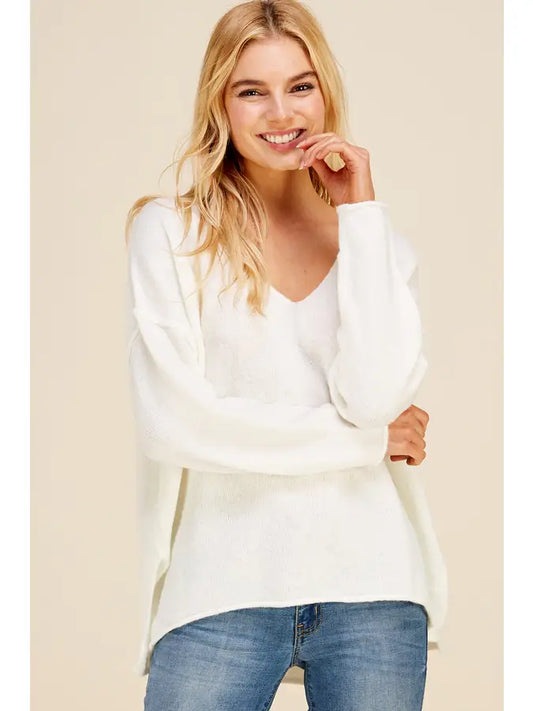 Lillian Ivory V Neck Sweater