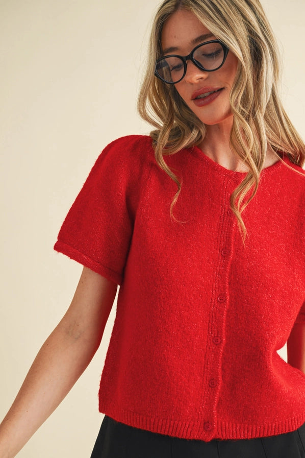 Eva Short Sleeve Puff Sleeve Sweater Top
