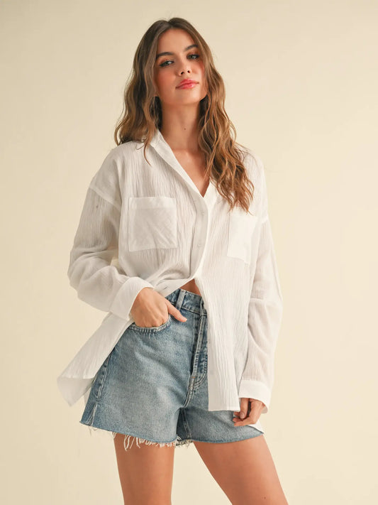 Gabrielle White Button Down Top