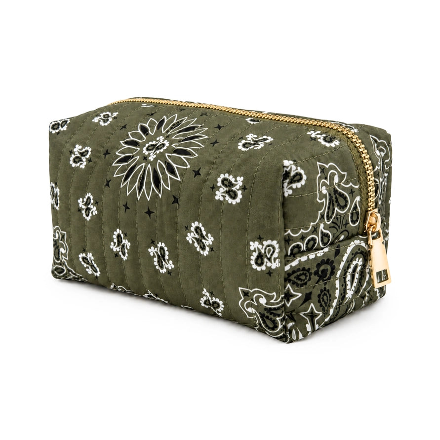 Bandana Cosmetic Case, Everyday Travel Pouch/Green