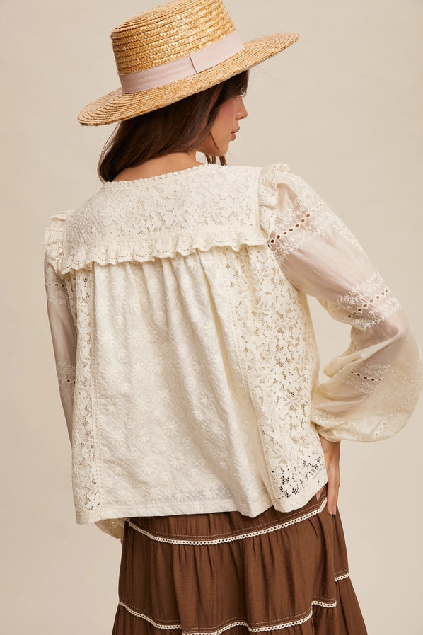 Charlie Embroidered Lace Blouse