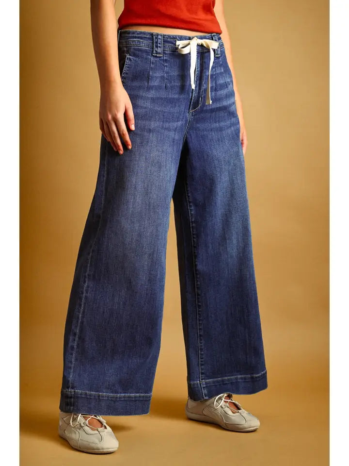 Sally Dark Wash Tie Front Denim