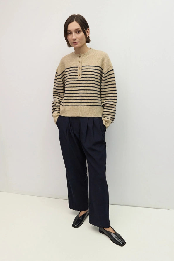 Kayley Partial Button Up Stripe Sweater