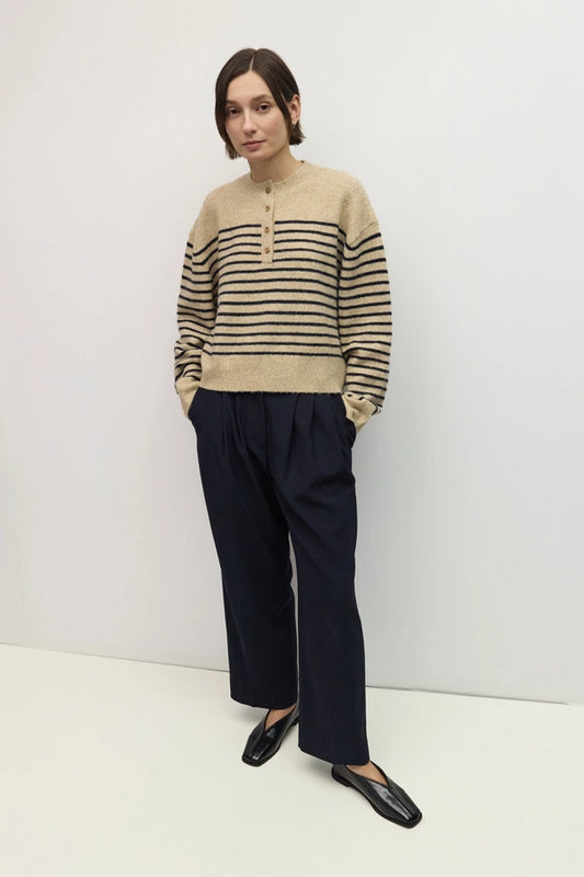 Kayley Partial Button Up Stripe Sweater
