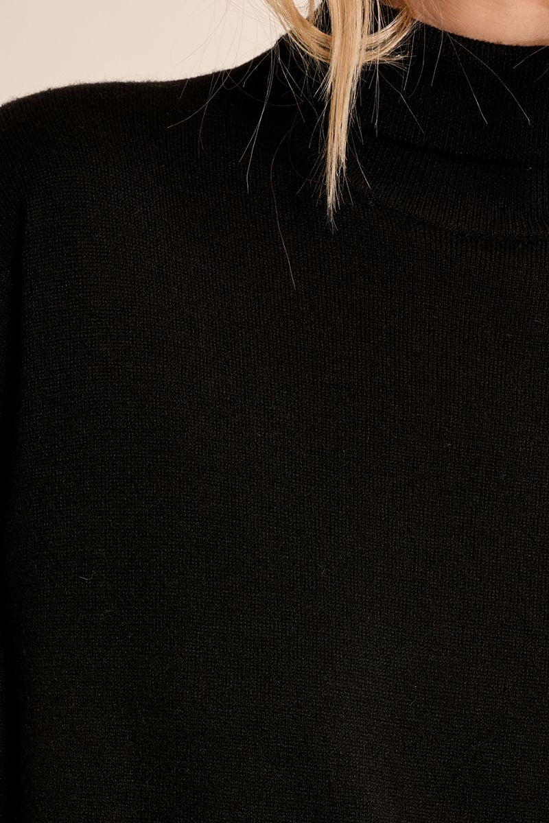 Erin Light Weight Knit Turtle Neck Sweater Top/Black