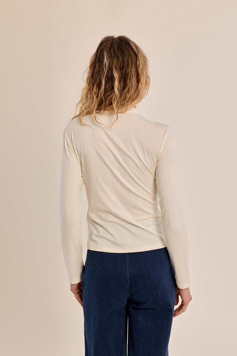 Abbey Mock Neck Long Sleeve Top/Off White