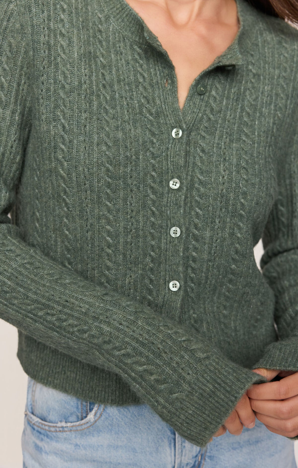 Medina Pointelle Cardigan/Monstera