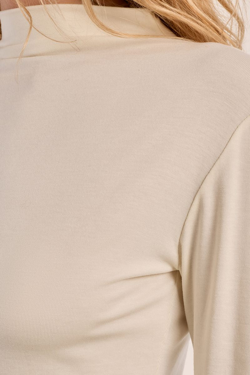 Abbey Mock Neck Long Sleeve Top/Off White