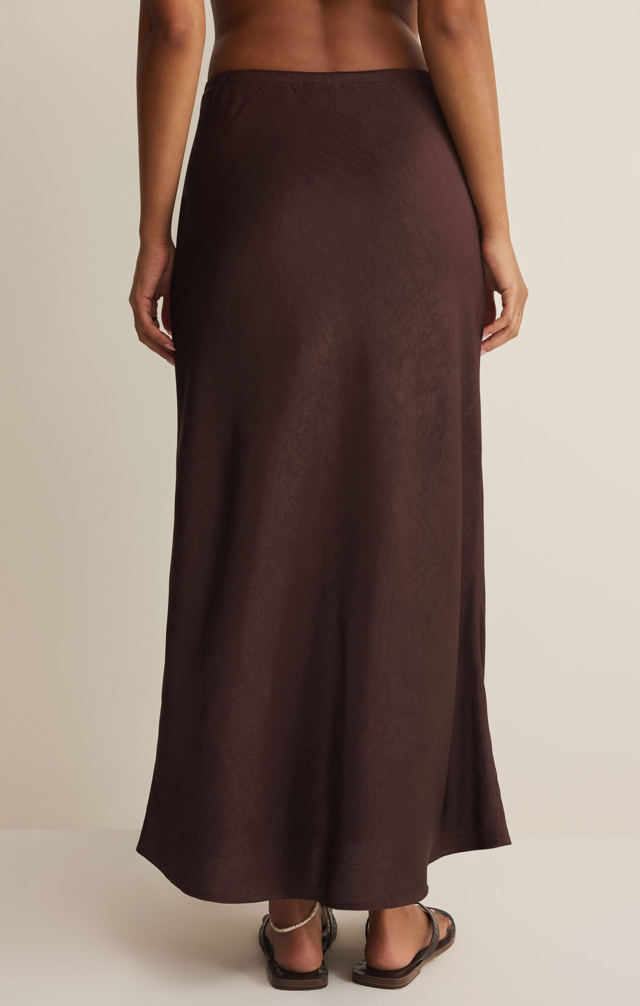 Viva Satin Skirt/Chocolate Brown