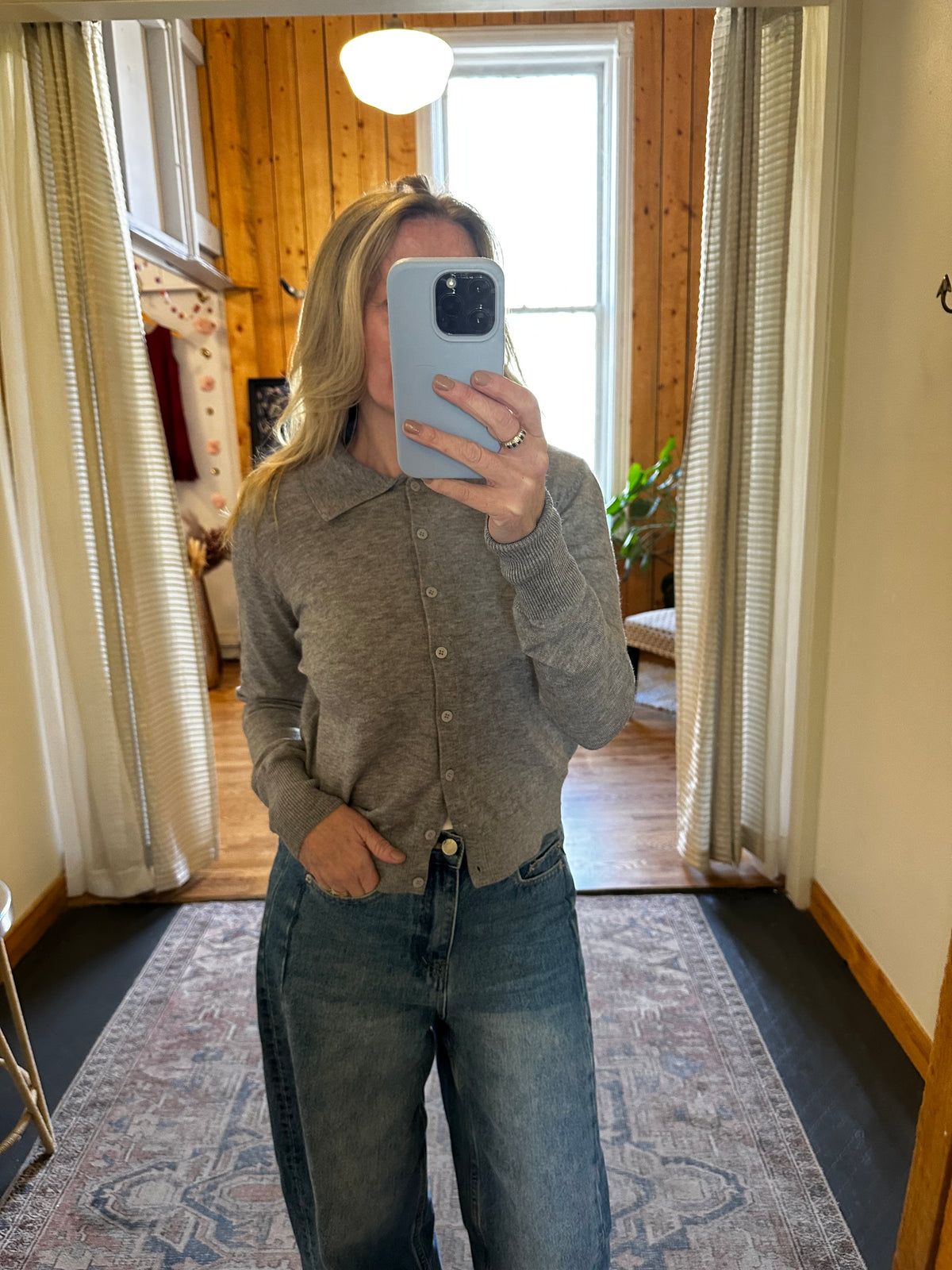 Whitney Cardigan with Collar/Grey
