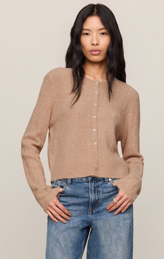 Medina Pointelle Cardigan/Tan