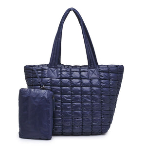 Midnight Quilted Puffer Nylon Tote