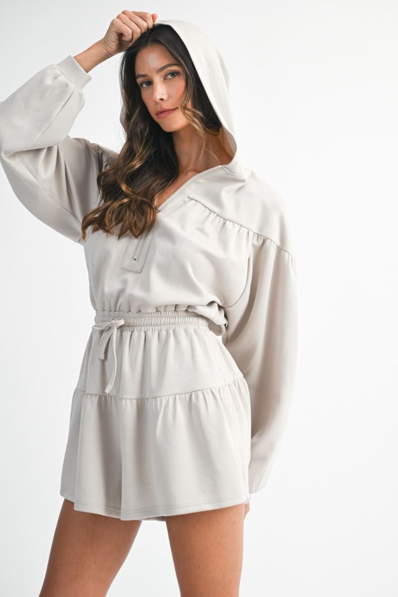 Julia Zip Front Hooded Romper