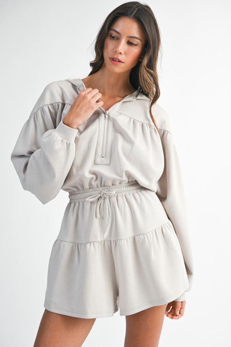 Julia Zip Front Hooded Romper