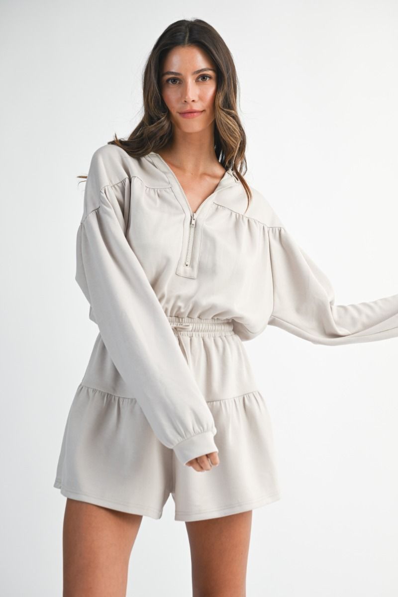 Julia Zip Front Hooded Romper